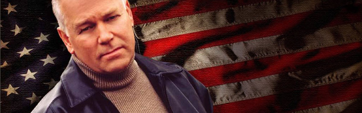 American flag stage banner